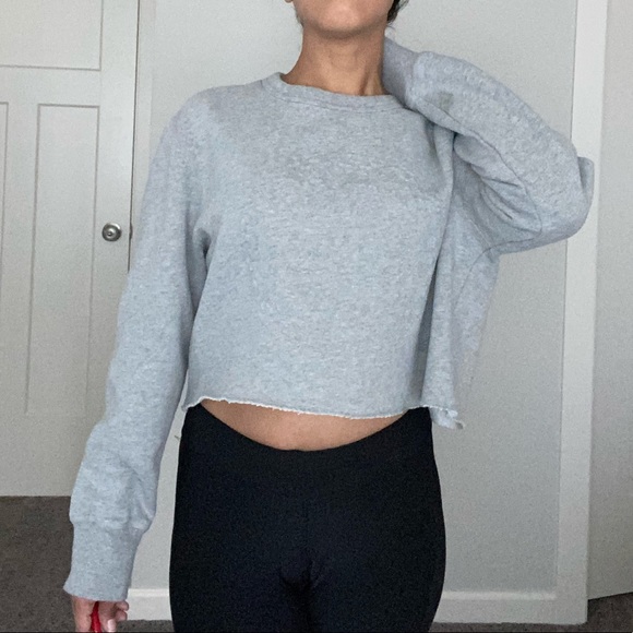 Converse Sweaters - CONVERSE Cropped Gray Crewneck Sweater Small